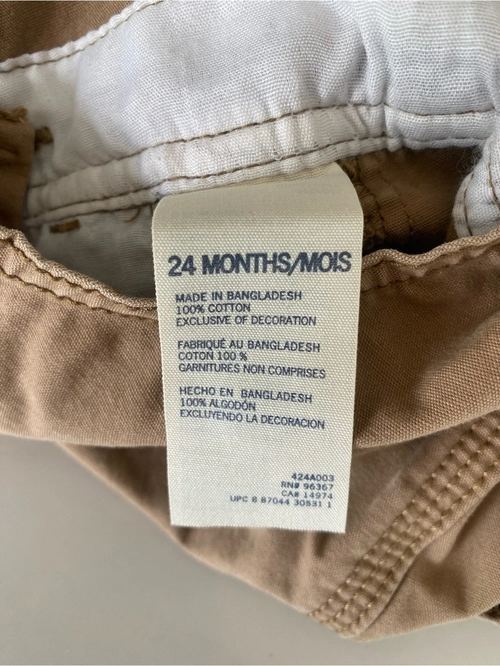 OshKosh B'gosh tan khaki Cotton Canvas carpenter Bib Overalls 24 Months